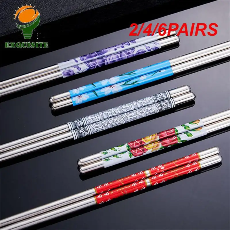 2/4/6PAIRS Portable Chopsticks Convenient Non-slip Chopsticks Sleek Design 5 Options Available Long Lasting Chopsticks