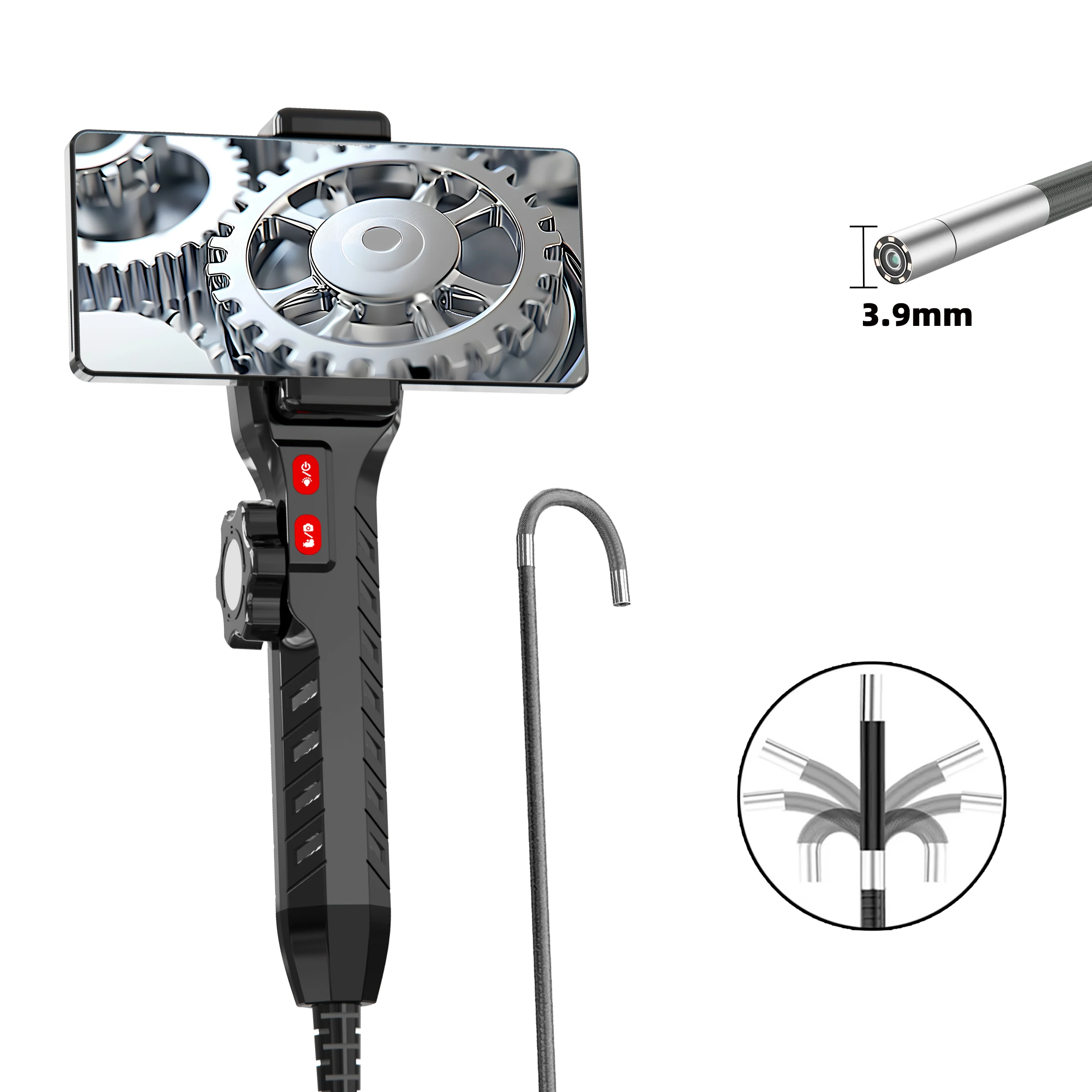 

Borescope 2-Way 180°Rotation Car Endoscope Camera with 8 LED HD 1080P Endoscope Controllable Camera