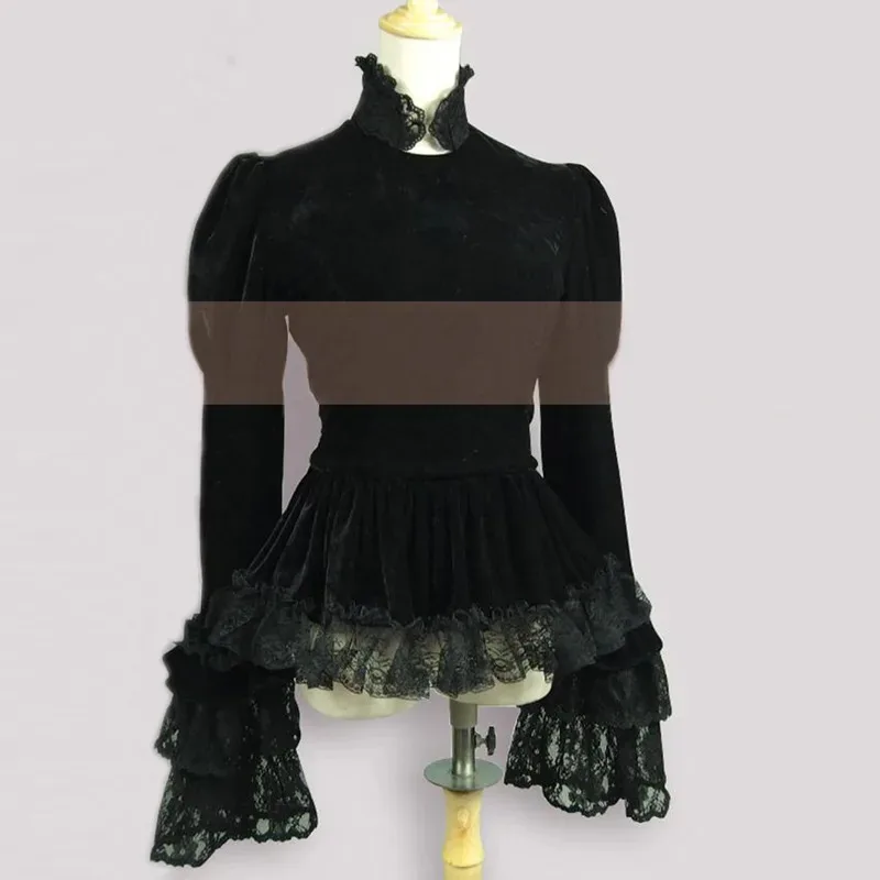 سترة امرأة ربيع الخريف 2016 خمر القوطية زي معطف الحفلات الإناث تكدرت بلوزات من الدانتيل المخملية شال تنورة سترة مخصص
