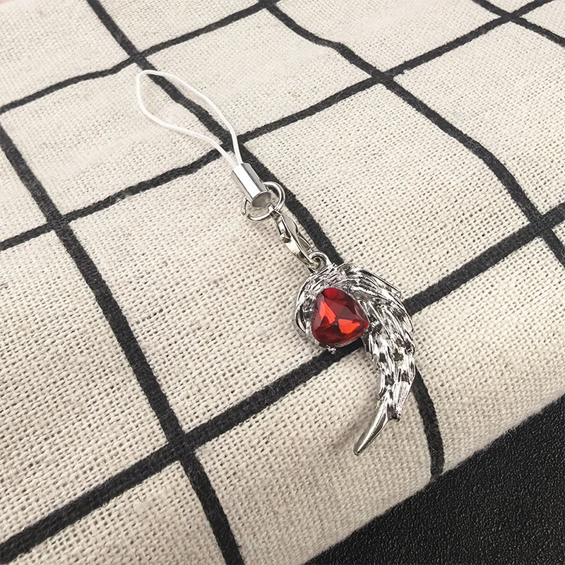 الشيطان الملاك الأحمر حجر الراين أجنحة زوجين المفاتيح للنساء الرجال قلادة القلائد مجوهرات هدايا #2