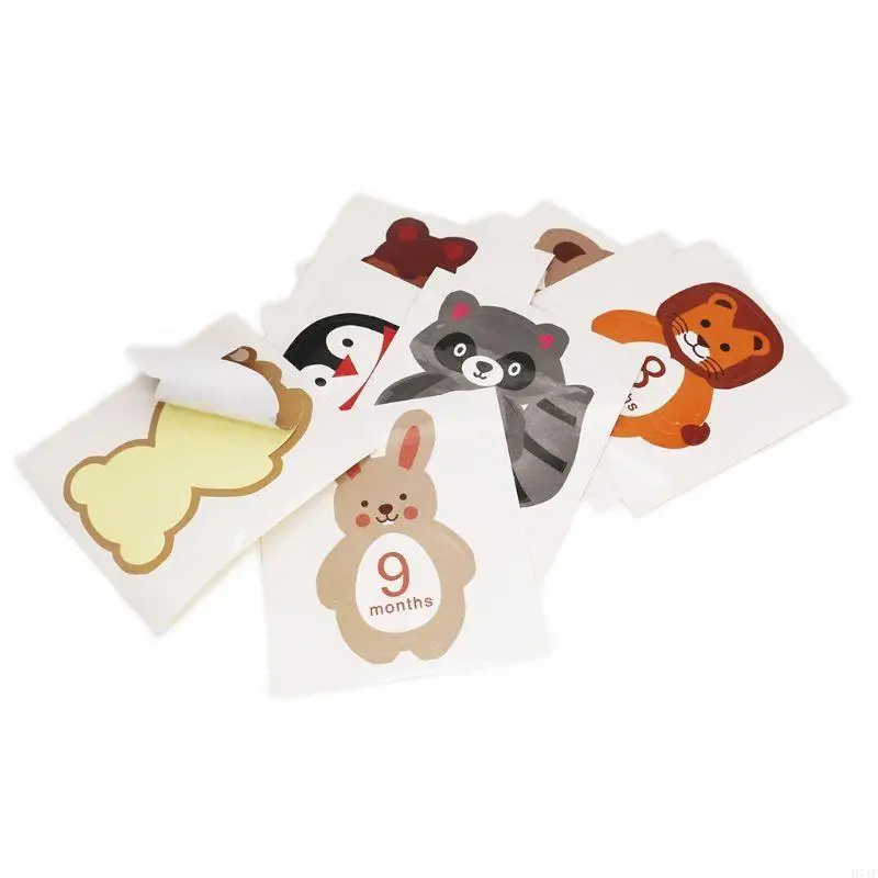 H7JF 12x recién nacido calcomanías mensuales mensuales diseño animales