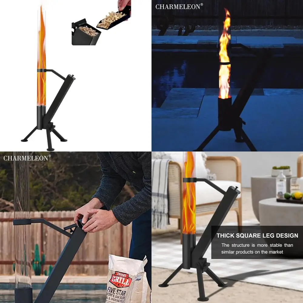 

portable outdoor wood pellet fire pit - stainless steel, painted for backyard use