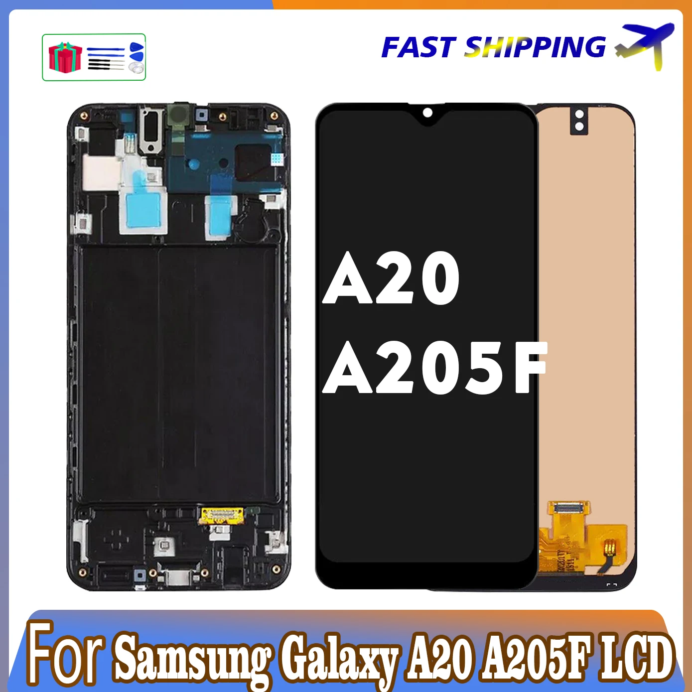 

ЖК-экран для Samsung Galaxy A20 A205 A205F, ЖК-дисплей, сенсорный экран для Samsung A20, замена дисплея 100% протестирован