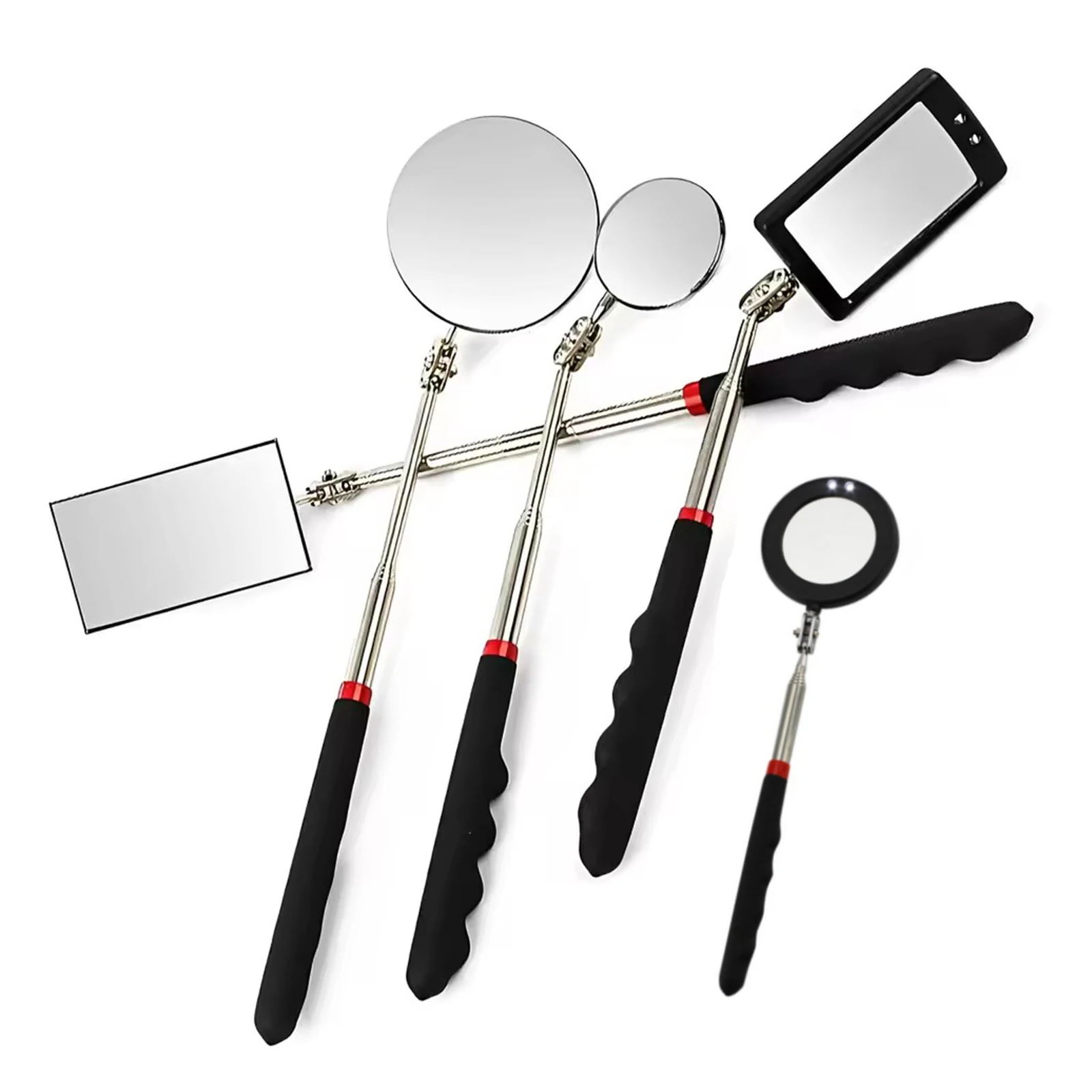 

5 PCS Inspection Mirror LED Light Telescopic Mirror Extendable Mechanical Tool Inspection Mirror Telescopic Handle Repair Tool