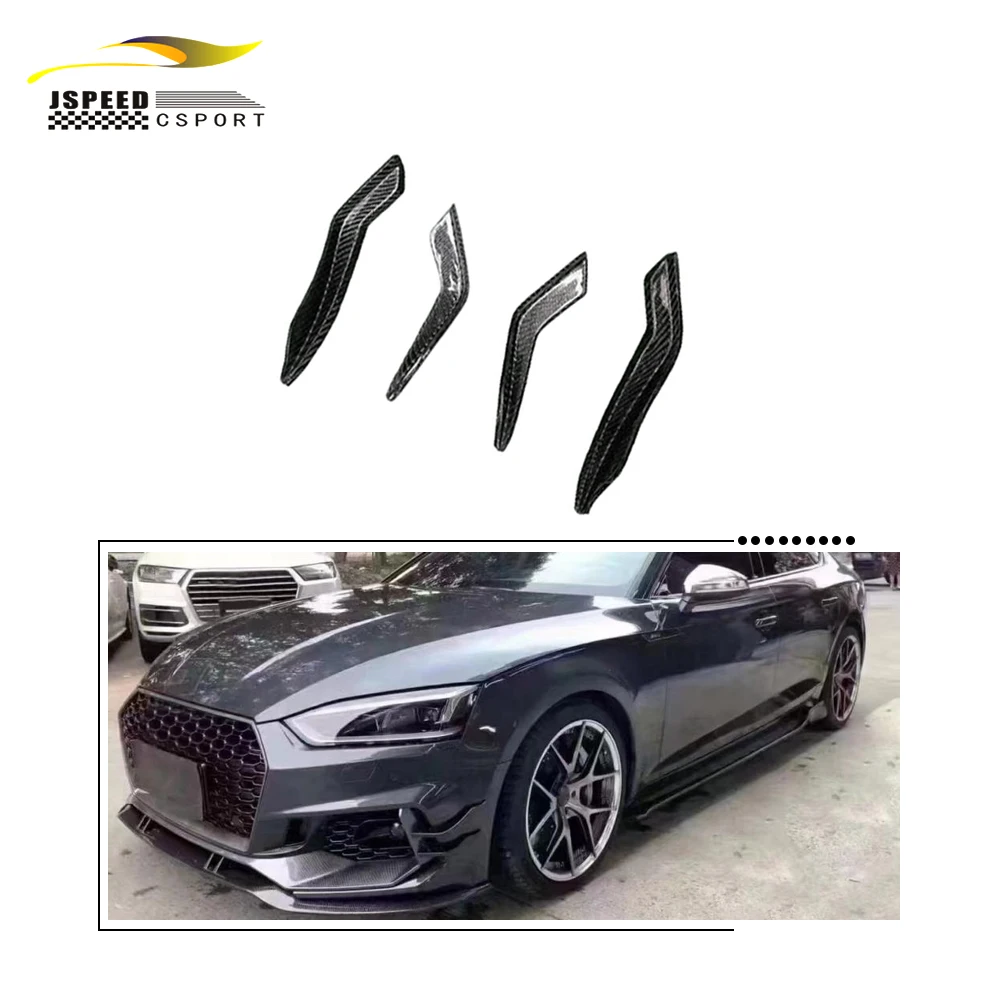 For Audi RS5 Sedan 2017-2020 Carbon Fiber Front Bumper Fins Splitters Canard Lip