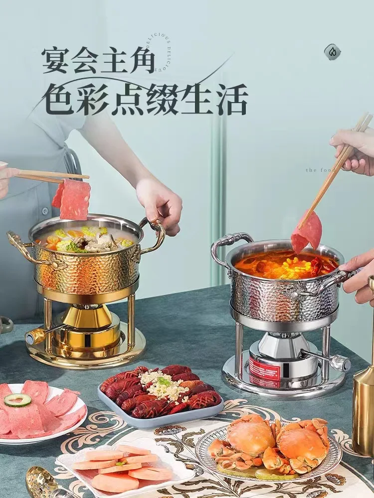 Stainless Steel Single Small Hot Pot Home Club Shabu-Shabu, Perfect for Two People