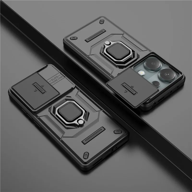 For POCO M6 Pro Cover For POCO M6 Pro 4G Case 6.67 inch Lens Sliding Window Protector Armor Shockproof Holder Bumper