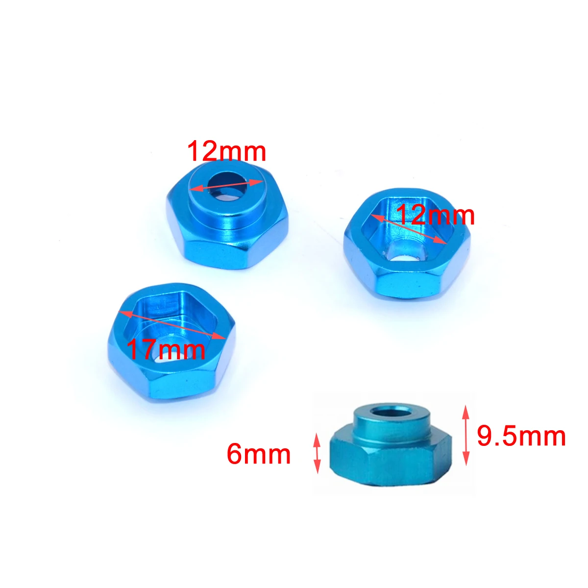 4 팩 12mm 턴 17mm 휠 육각 어댑터 드라이브 허브 1/10 스케일, 타미야 축 RC4WD 트랙사스 HPI 히모토 HSP 로시 교쇼 바하 자동차용