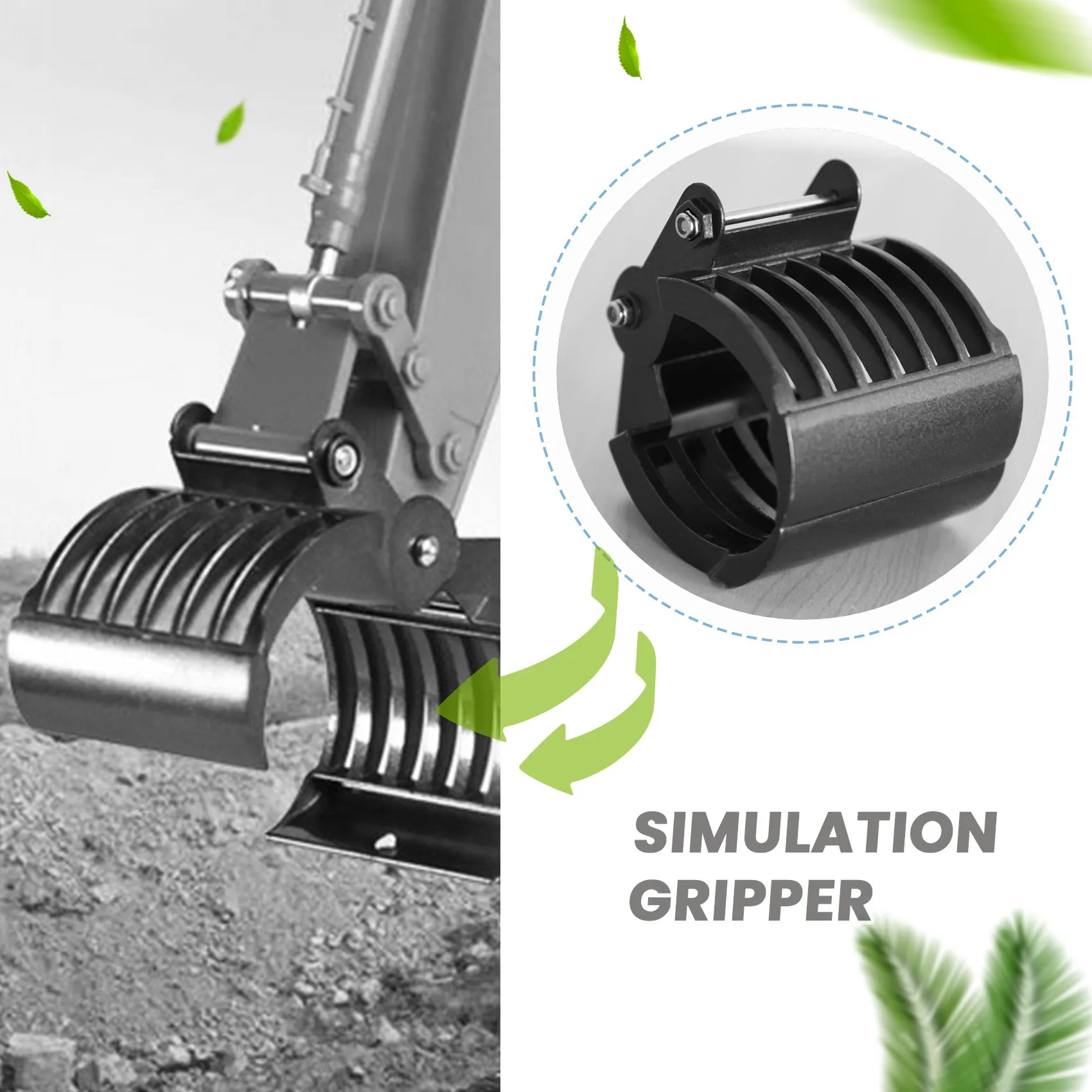 A88M métal 570 Simulation griffe pince pick-up main pour HuiNa 570 1570 pelle jouets 1/14 16 canaux RC pièces de voiture, noir