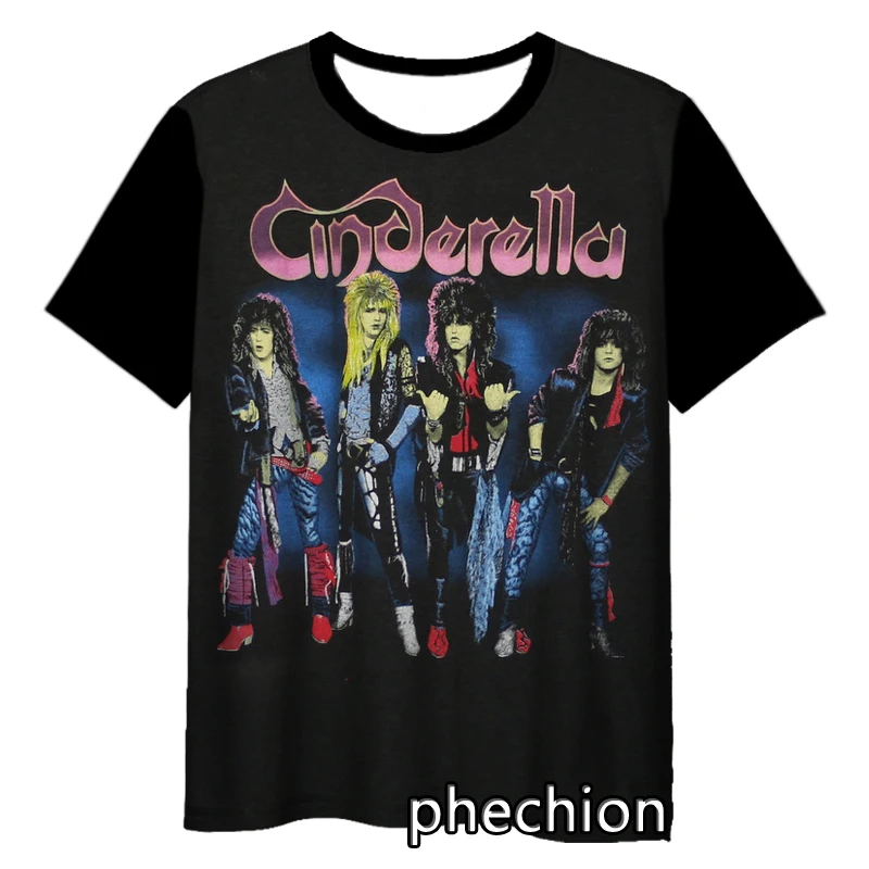 Phechion-Camiseta de manga corta para hombre y mujer, camisa con estampado 3D de Cenicienta Rock, informal, Hip Hop, de verano, S237