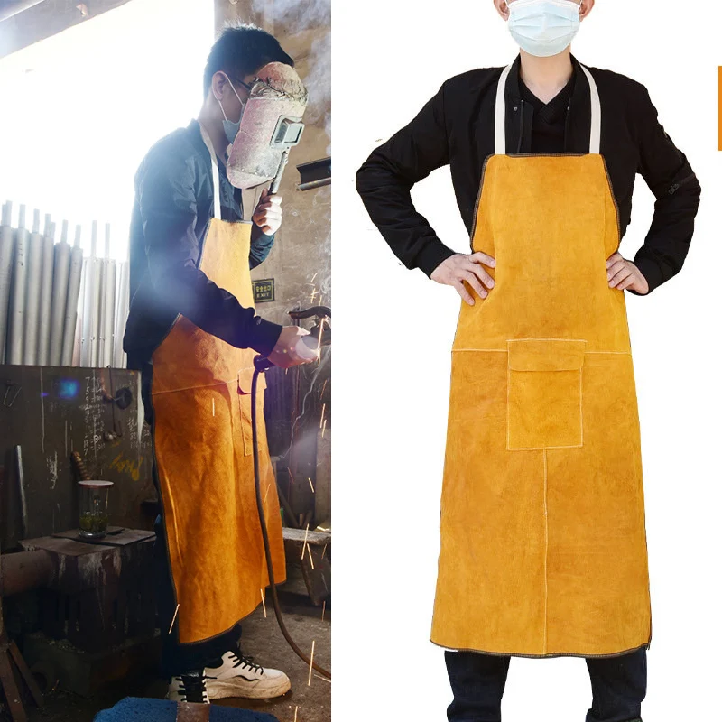 

1 шт. моющийся теплоизоляционный фартук из воловьей кожи, сварочный фартук, защитная одежда для пайки, кузнец