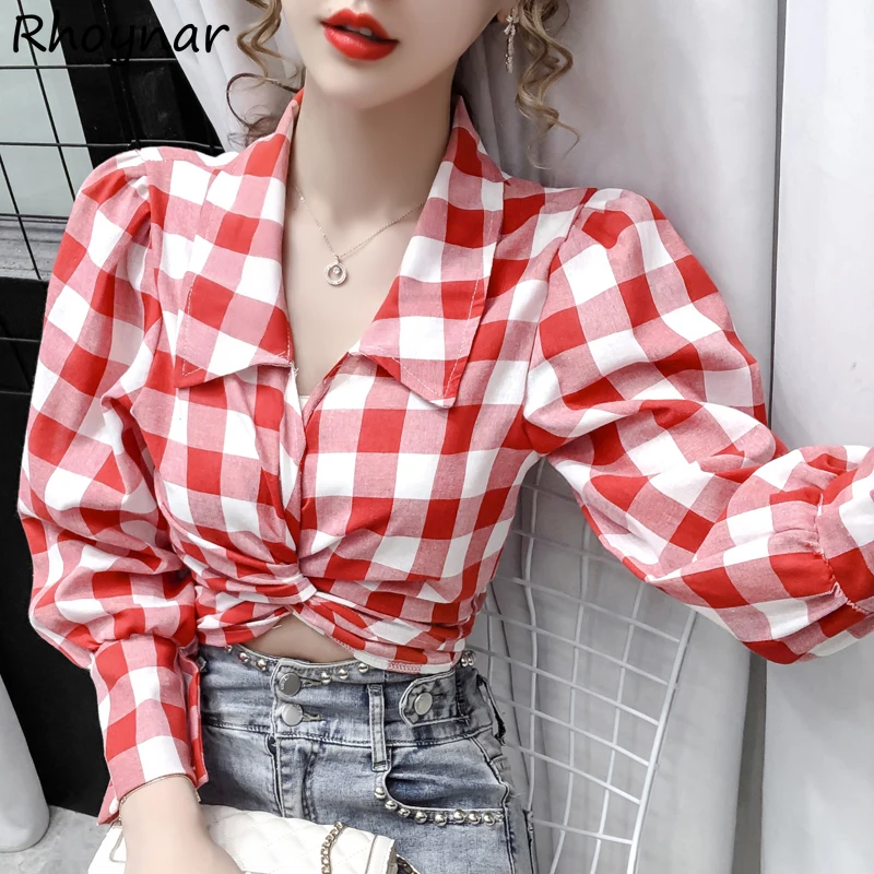 

Cropped Shirts Women Autumn Fashion Slim All-match Street Wear Chic Popular Stylish Vacation Beach Sexy Retro Elegant Young Ins