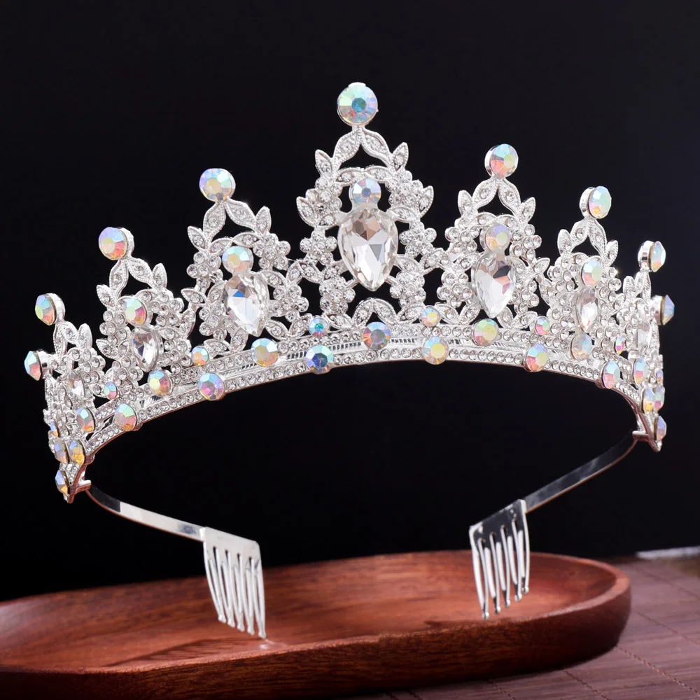 Gothic Black Crystal Tiaras Wedding Crown for Bridal Headpiece Baroque Bride Tiara Wedding Headband Head Hair Accessories