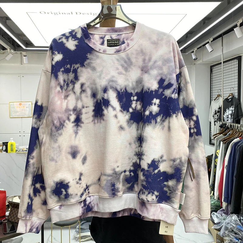 KAPITAL Sweatshirts Men Women Vintage Cashew Flower Tie Dye Thickened And Loose Crewneck Pullovers