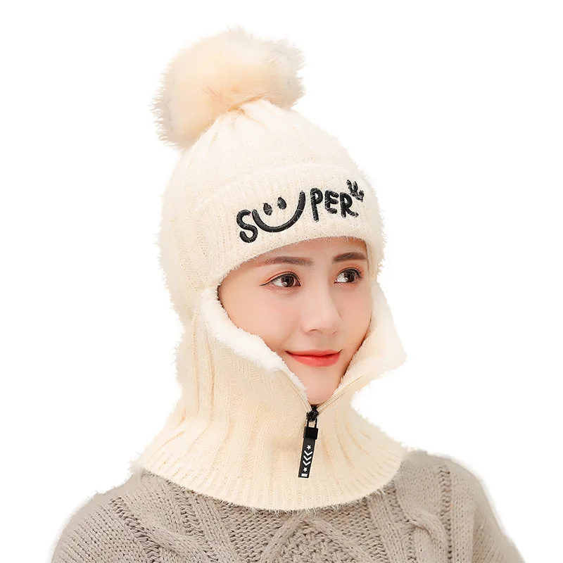 1 Stück Wintermütze für Damen, lässig, dick, warm, aus Fleece, winddicht, zum Reiten, mit Kapuze, als Nackenwärmer, Mütze, Sturmhaube, Maske – Detail 7