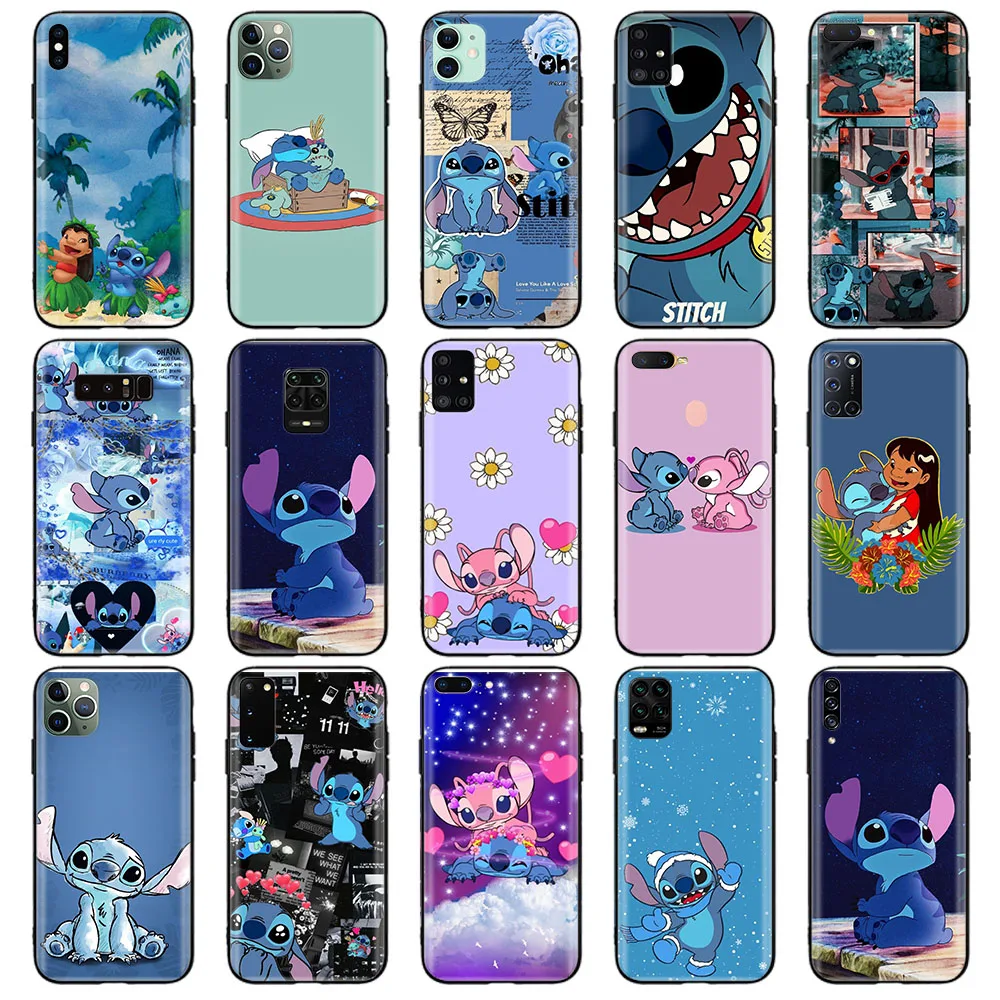 Black Case for OPPO A16 A16S A15 A15S A3s A5 A9 A5S A55 A56 A76 A77 5G 2020 A12 A12S A12E Cover Z-63 Lilo & Stitch