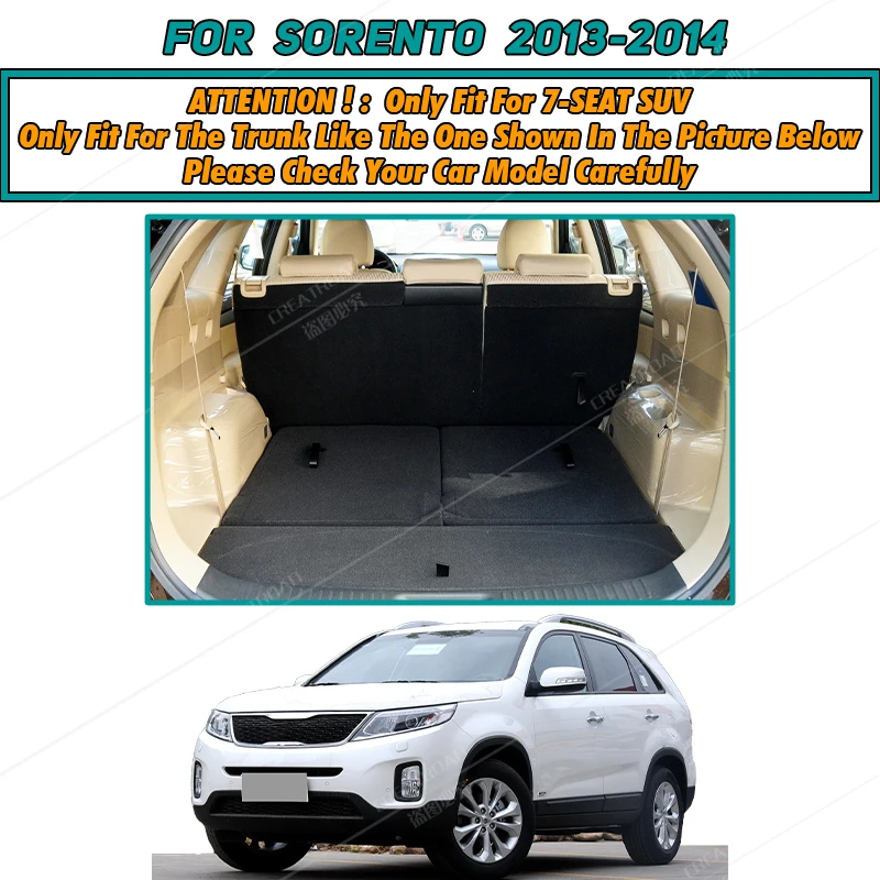 Auto Full Coverage Trunk Mat For Kia Sorento 5/7-Seat 2013 2014 Car Boot Cover Pad Cargo Interior Protector Accessories