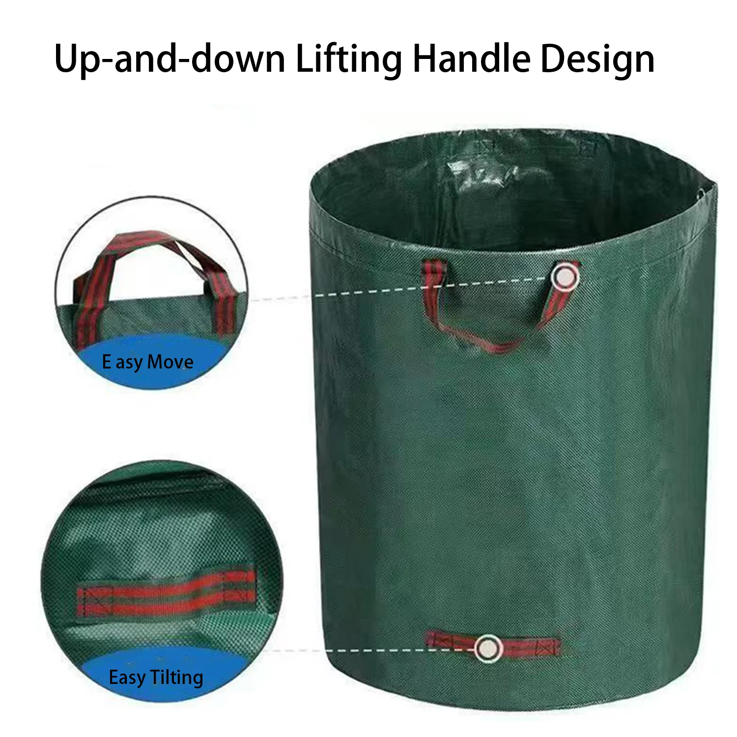 Collapsible Large Capacity Garden Leaf Bag Branches Grass Clippings Dark Green PP Woven Reusable Plant Garbage Lawn Debris Clean