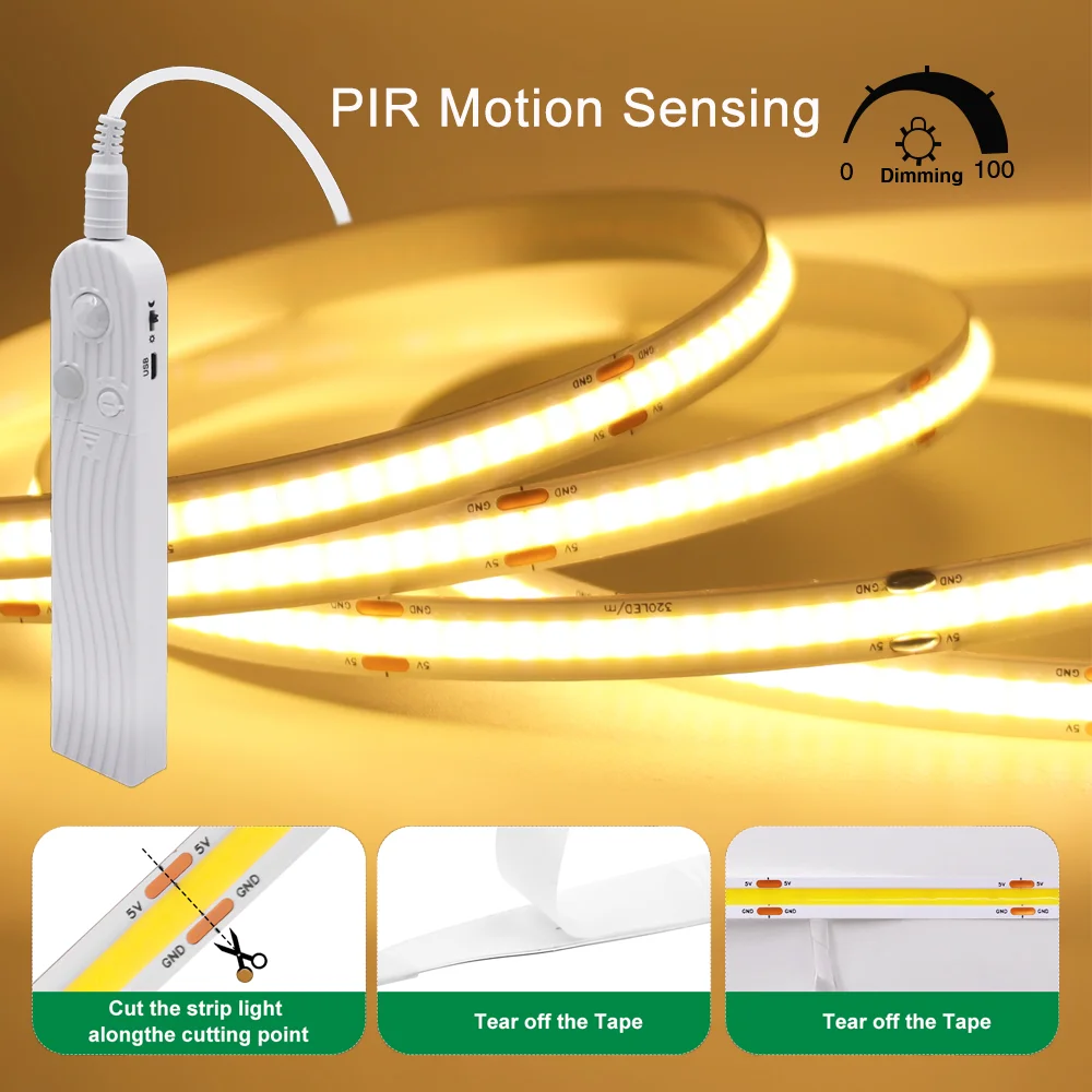 fita-led-cob-alimentada-por-bateria-com-sensor-de-movimento-pir-5v-8mm-320leds-m-fita-flexivel-para-decoracao-de-ambientes-3000k-4000k-6000k