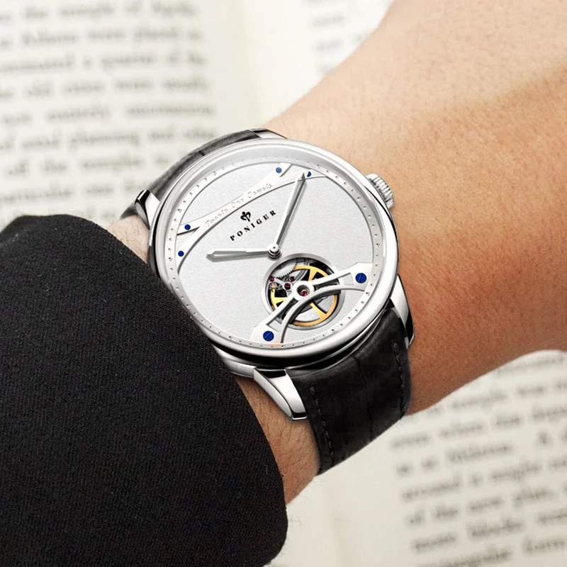 PONIGER Top Brand Design Movimento automatico Orologi meccanici da uomo Orologio da uomo impermeabile multifunzione in acciaio inossidabile di moda