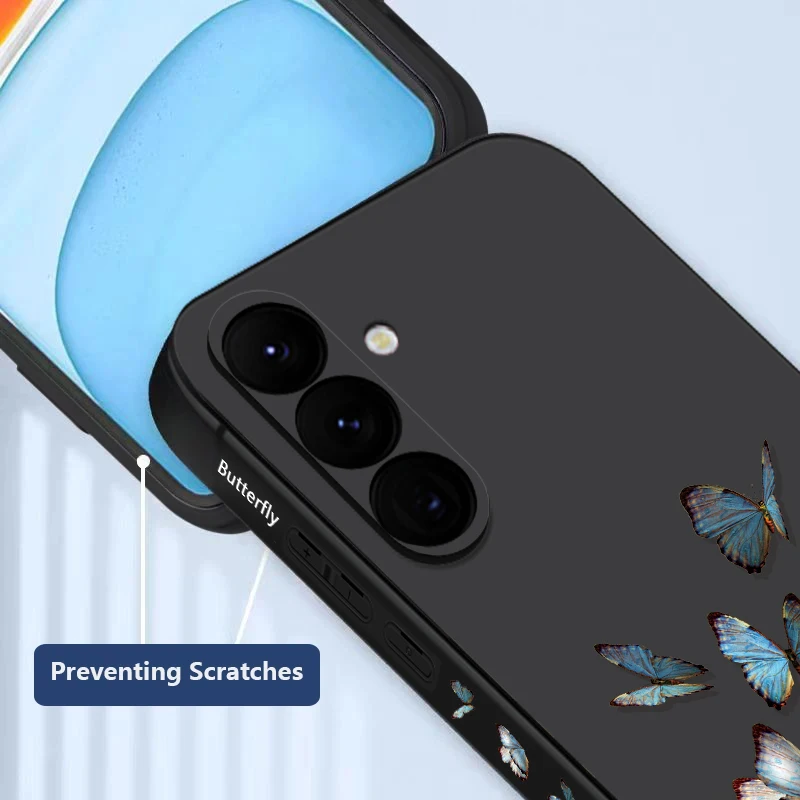 Butterfly Print Lanyard Case For Samsung Galaxy A54 A55 A35 A25 A15 5G A53 A52 A14 A34 S20 S21 FE S22 S23 S24 Ultra Soft Cover