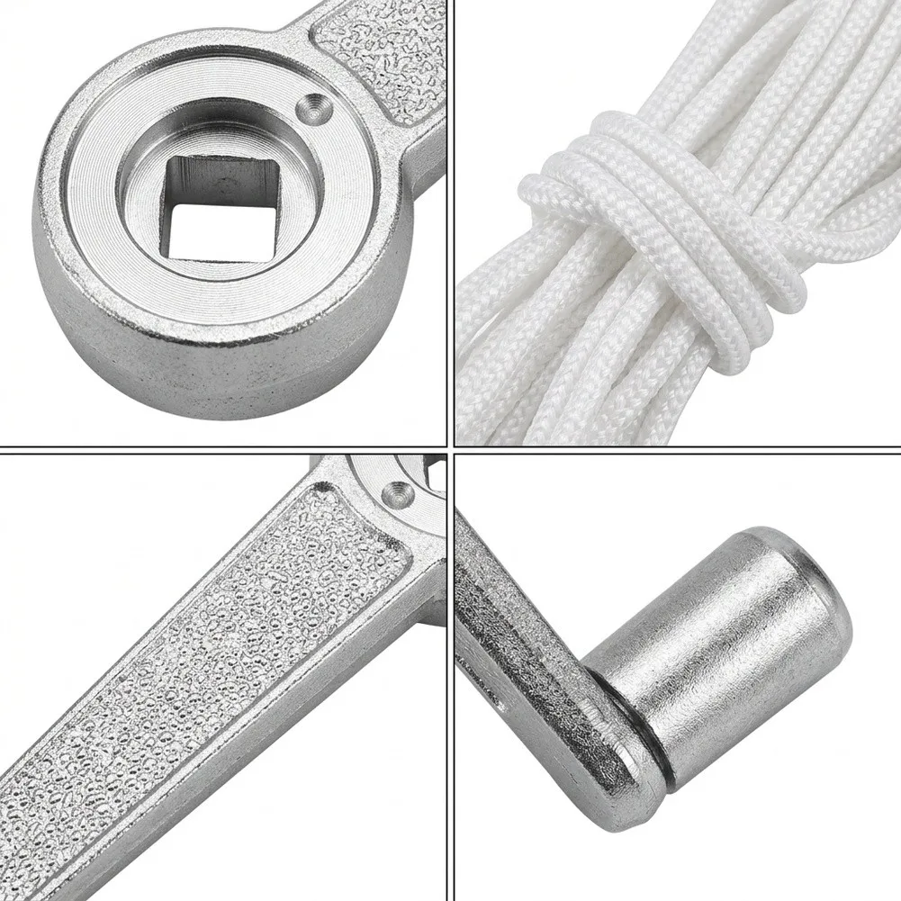 Outdoor Umbrella Winder Patio Umbrella Crank Arm Silver White Metal And Nylon Construction Quick Installation Design