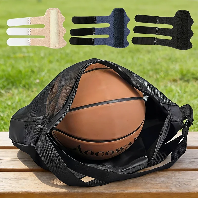 1 مجموعة كرة السلة إصبع تثبيت حزام التهاب المفاصل تصحيح الاصبع والكتف المحمولة الكرة صافي حقيبة الكرة لوازم التدريب