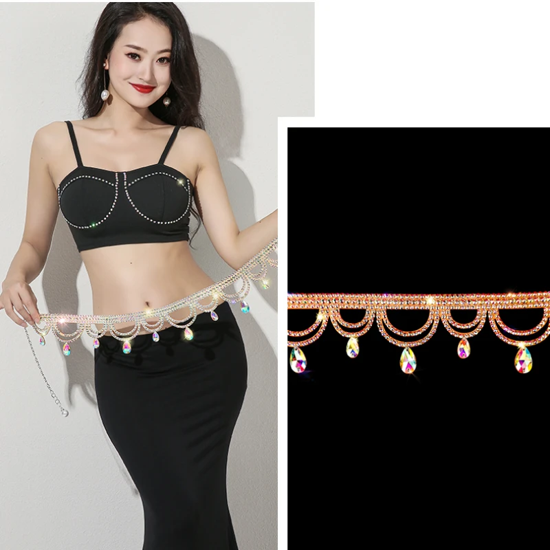 2024 Women Rhinestone Belt Shiny Diamond Crystal Ladies Waist Chains Jewelry Belly Dance Costume Accessory