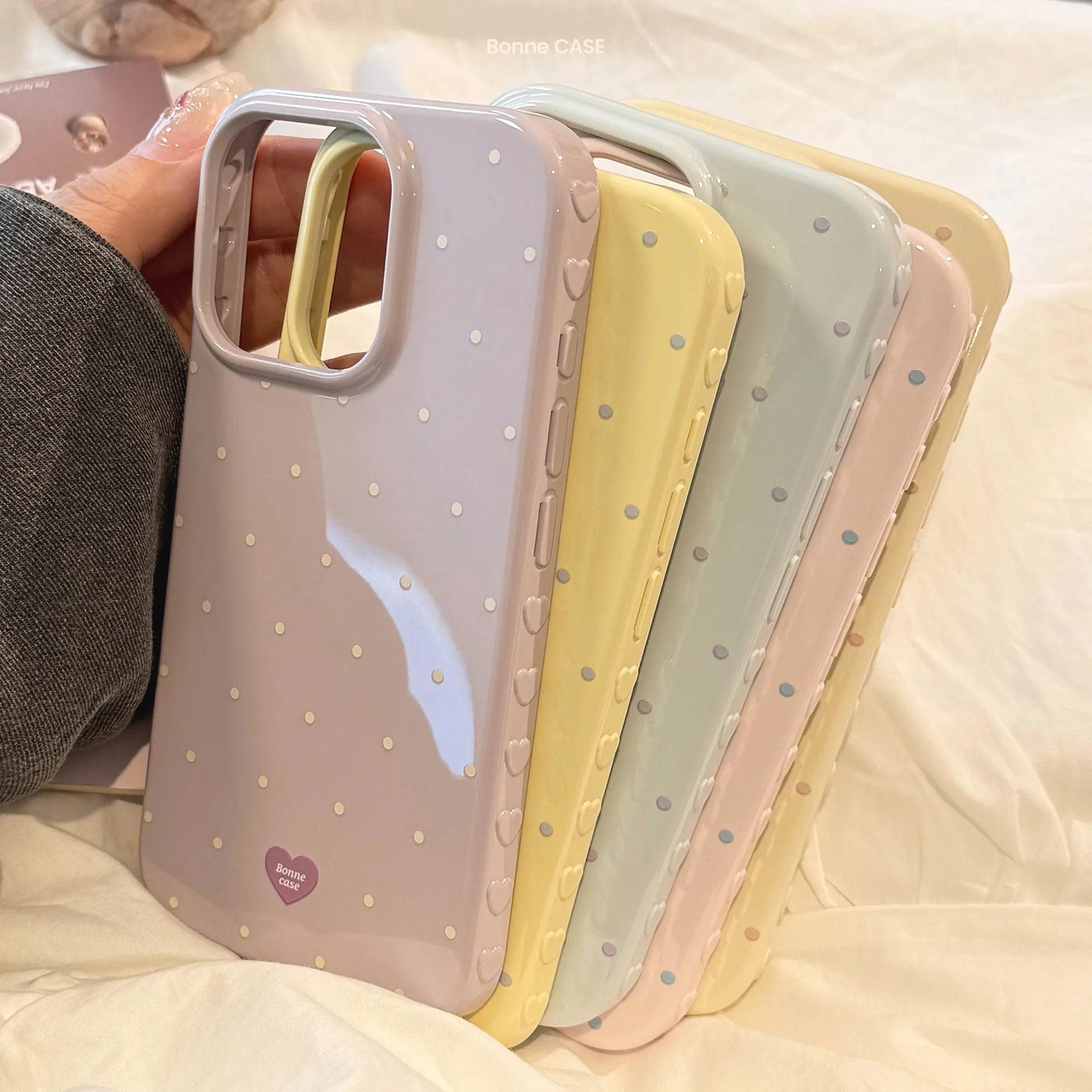 Koreanische Vollbild Polka Dot Candy Farbe Weiche Telefon Fall Für iPhone 17 16 13 15 12 14 Pro max Stoßfest Stoßstange Schutzhülle