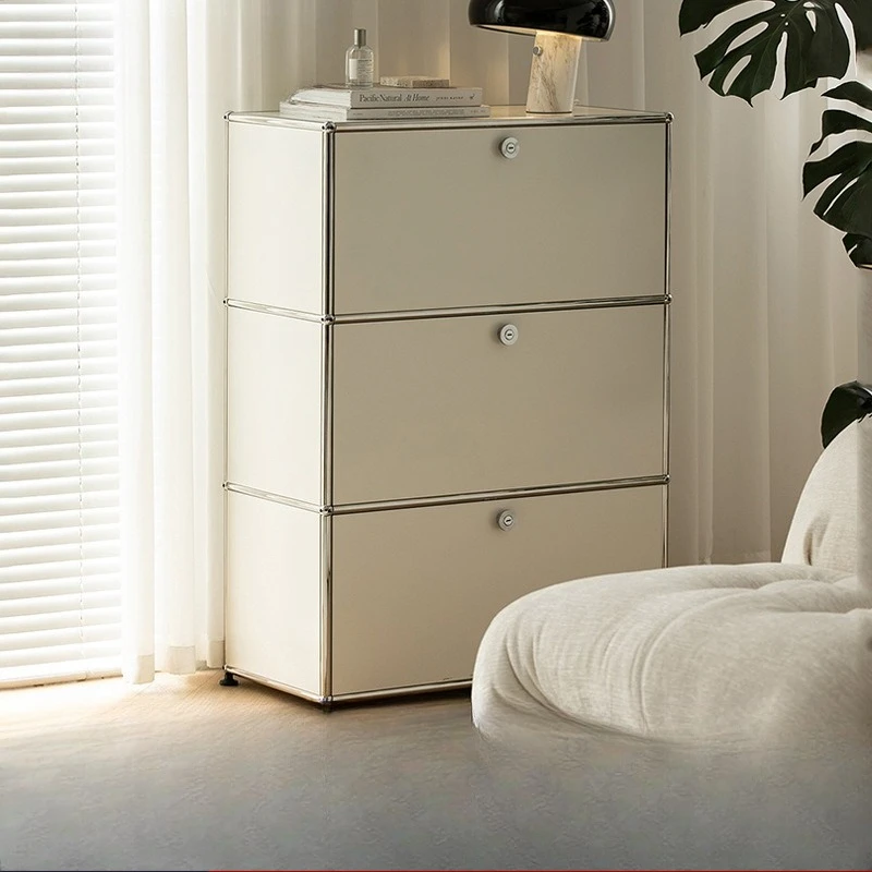 Stainless steel Bauhaus dining side insm fan, living room against the wall module combination storage cabinet