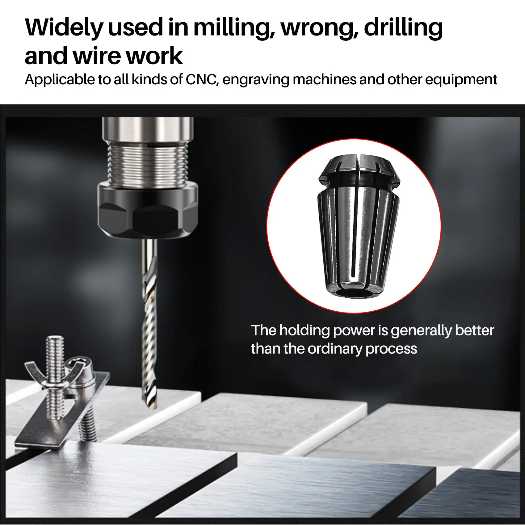 A02M-10Pcs/Set Ultra Precision ER16 1-10MM Spring Collet Set For CNC Milling Lathe Tool Engraving Machine