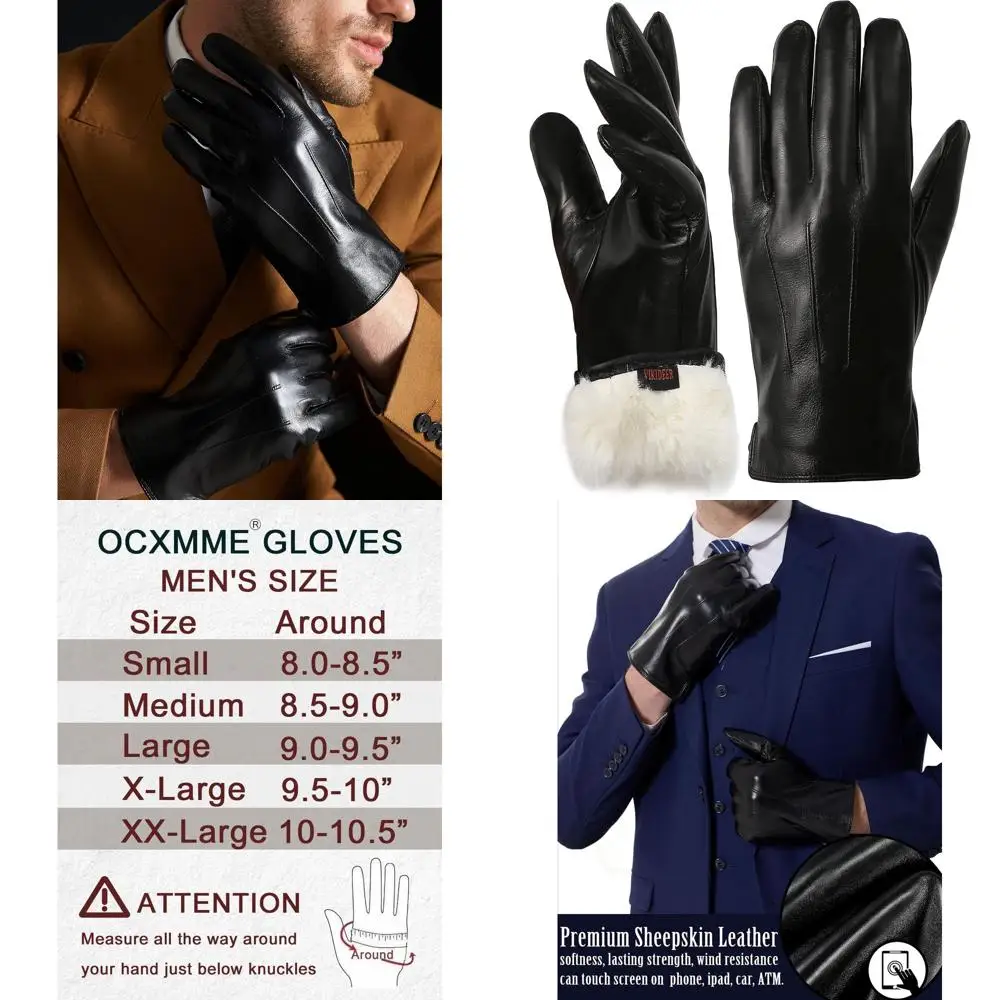 

Мужские кожаные перчатки премиум-класса из кроличьего меха с сенсорным управлением для тепла и вождения
