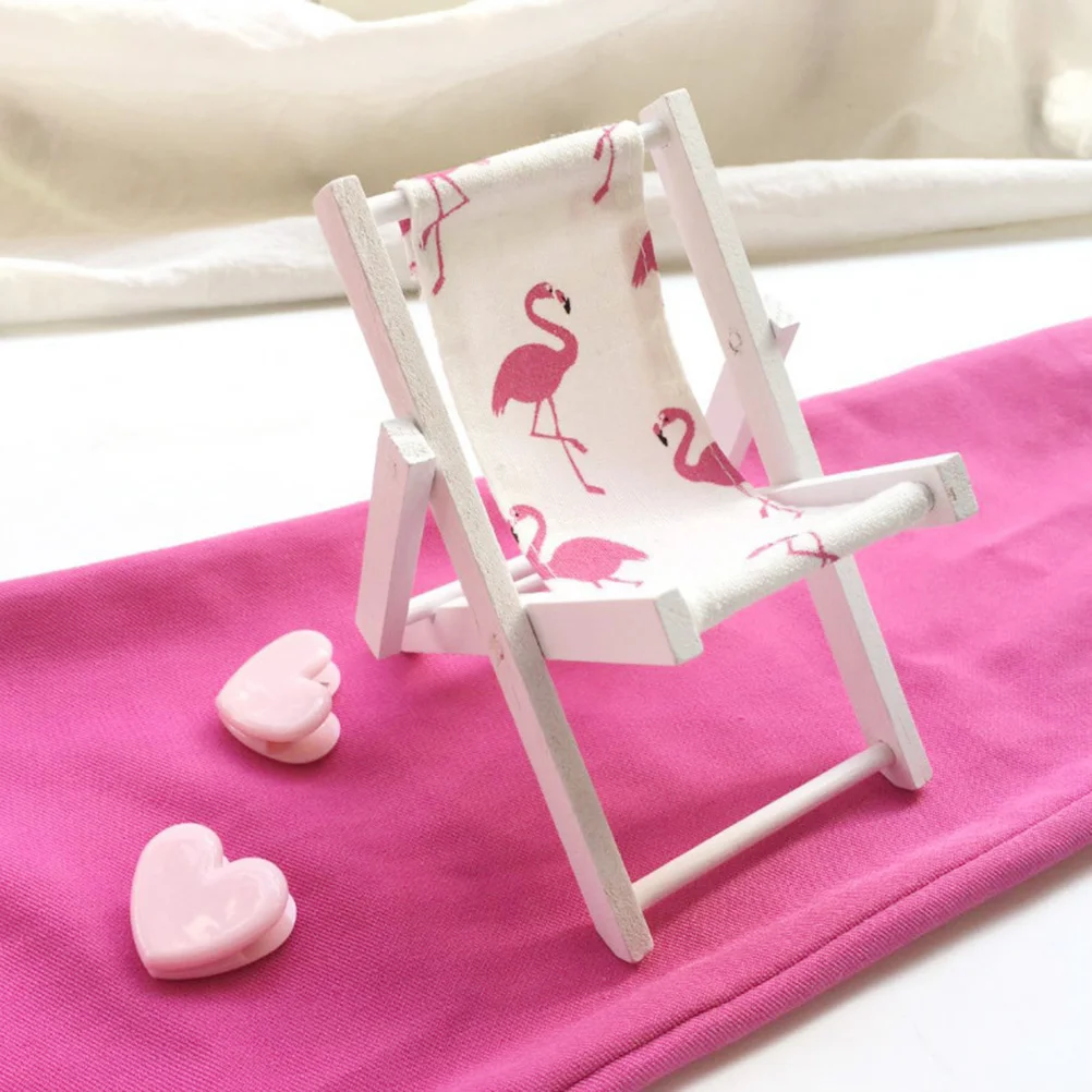 

Miniatures Girl Heart Creative Phone Holder Foldable House Model Toys Beach Chair