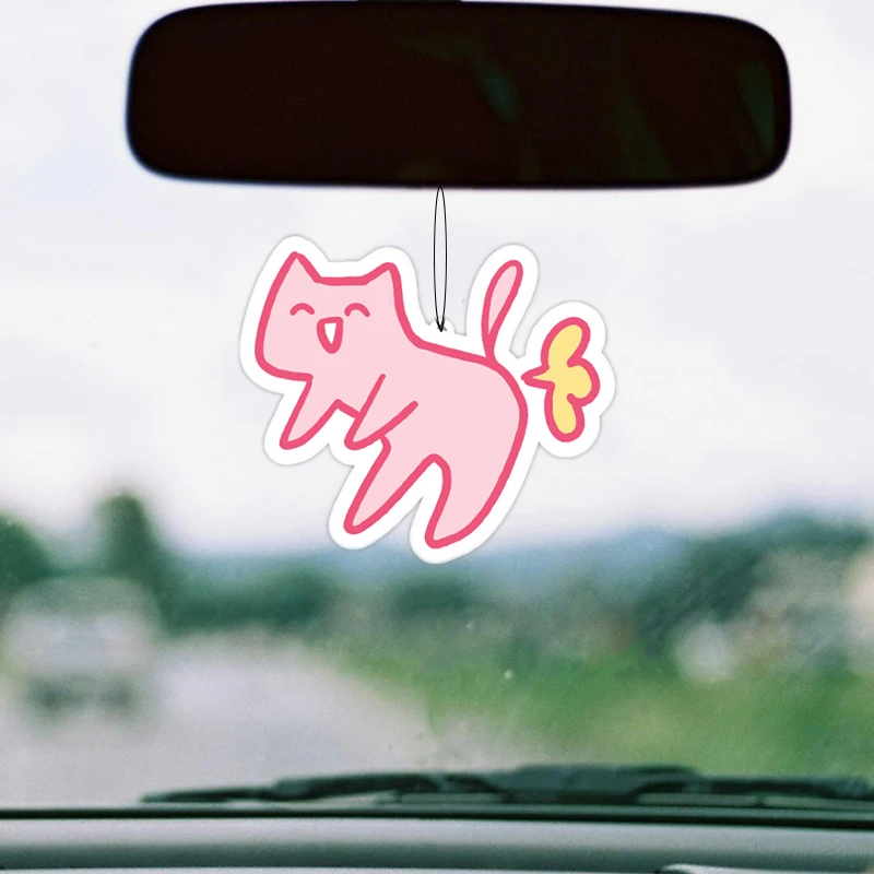 Car Air Freshener Hanging Paper Provides Long Lasting Scent for Auto or Home Cute Pink Cat Car Accessories Interior