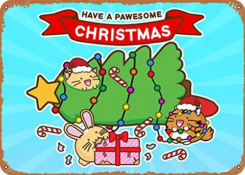 Have a pawesome Christmas Vintage Look Metal Sign Patent Art Prints Retro Gift 8x12 Inch