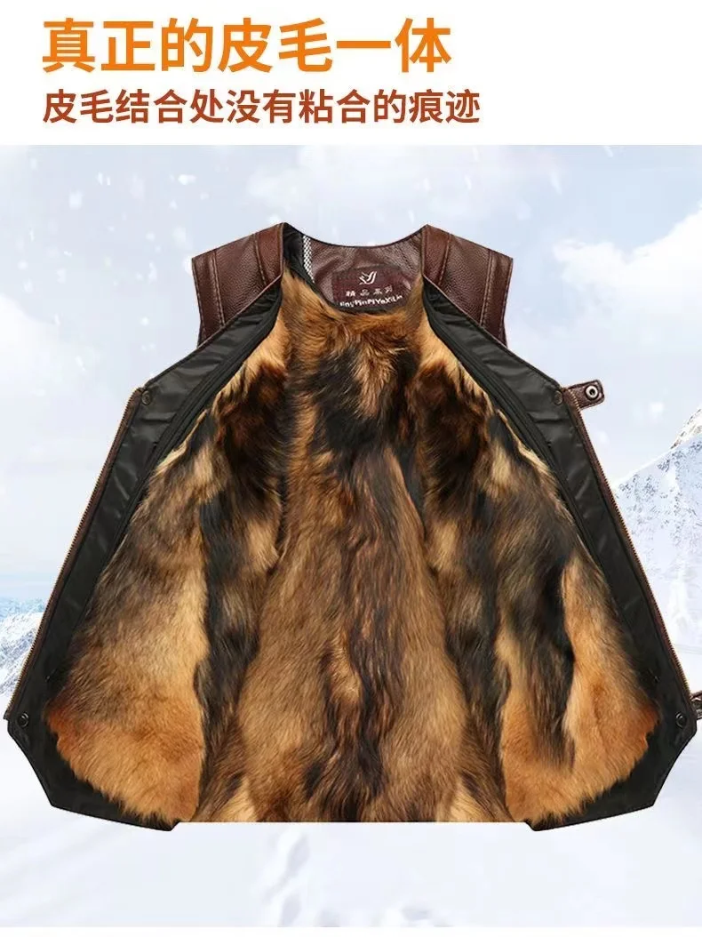 

Мужской жилет из натуральной кожи с несколькими карманами из овчины, 2026, термокожаный жилет