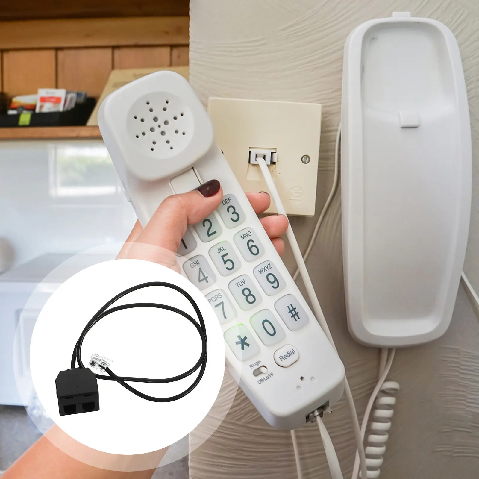 Rj9 Telephone Adapter Cable 1 Male to 2 Female 4p4c Splitter for Landline Phones Training Machines Compatible Black Rubber PP