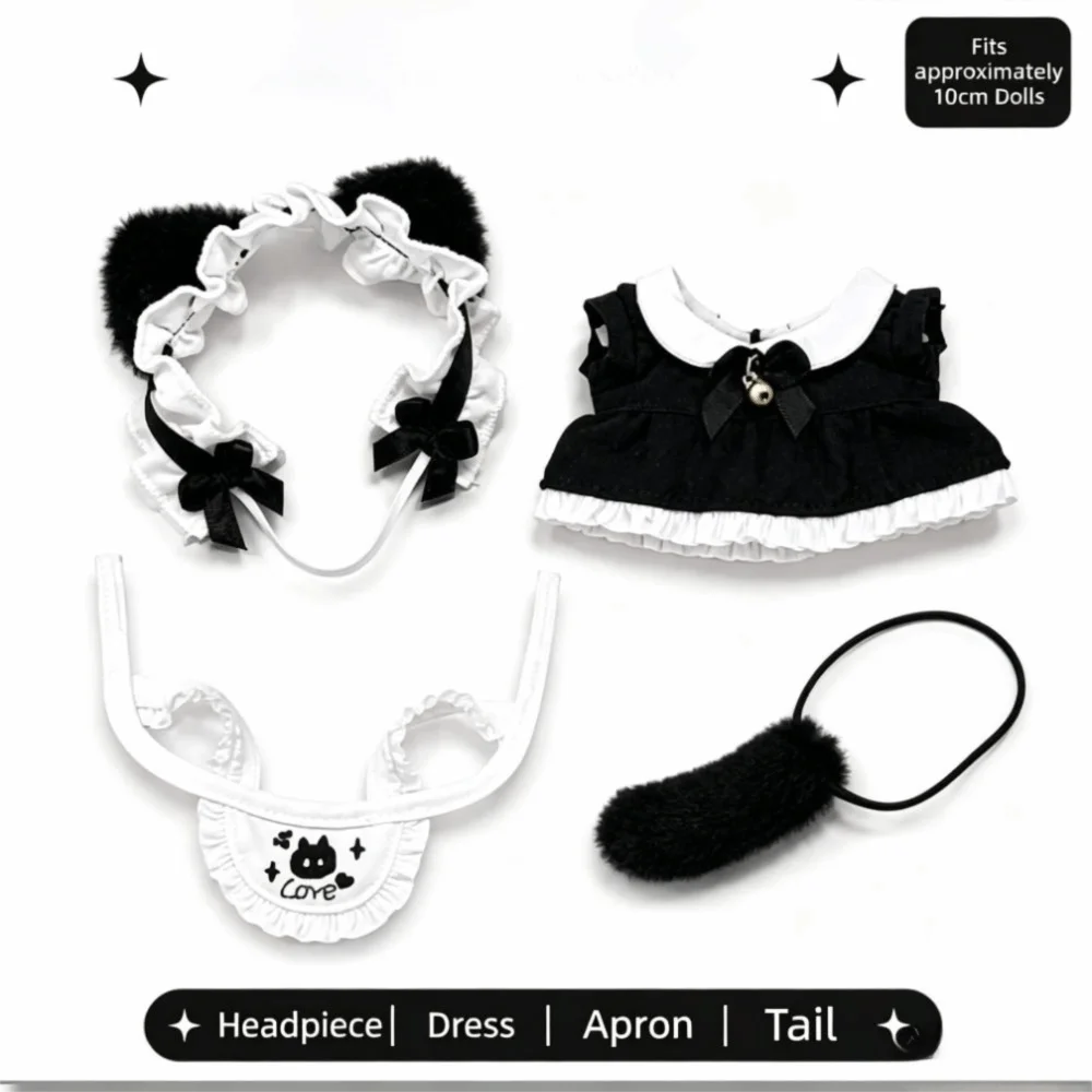 Princess Dress Cat Little Maid Clothes Cat Tail Normal Body Mini Maid Dress Cute Replacement Cotton Clothes DIY Gift