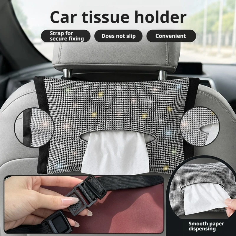 Car Seat Back Tissue Storage Bag Multifunctional Car Headrest Hanging Napkin Holder, Christmas Halloween Holiday Practical Car I