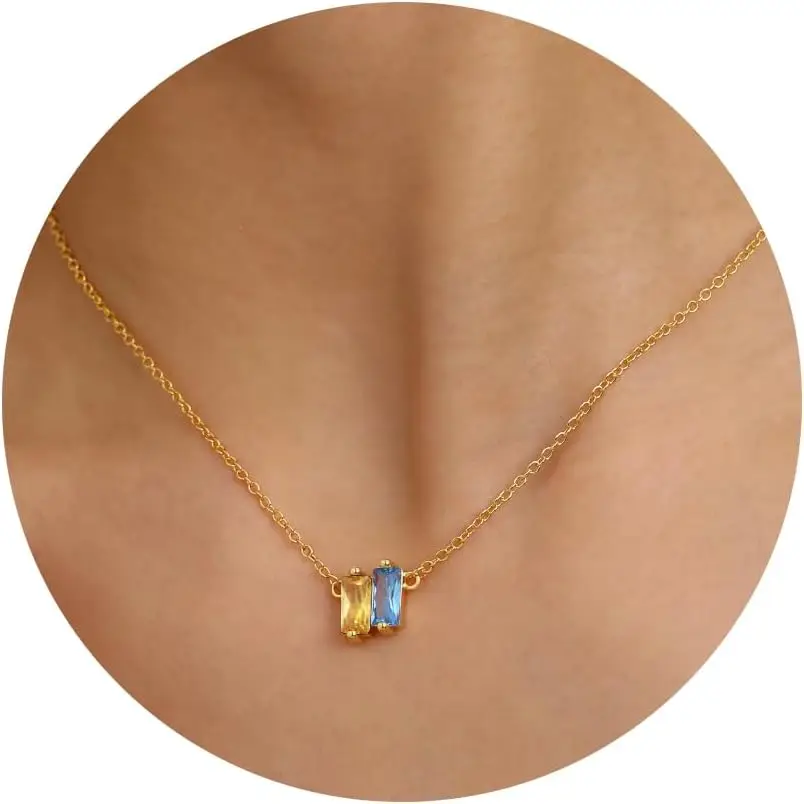 Birthstone Necklace for Women Birthday Gifts Gold Charm Necklace for Women Simple Cubic Zirconia Pendant Necklace Gold Jewelry Gifts for her