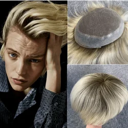 Australien Toupet für Männer Spitze Pu Base Männer Perücken T4/613 menschliches Haar männliche Haar Prothese Ersatz für Männer System Einheit