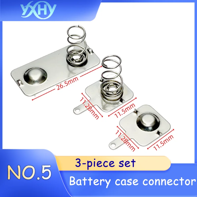 Set of 3 accessories for AA batteries: positive and negative battery plates, spring contacts, and battery box connectors