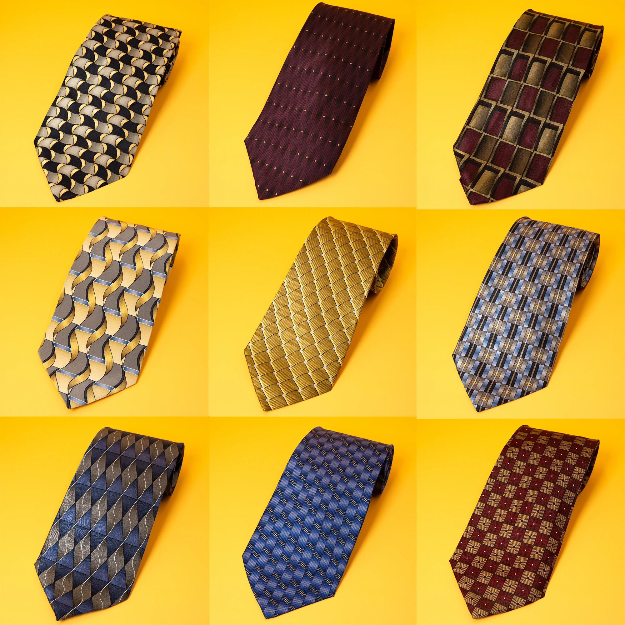 34 Styles Men's 10cm Wide 100% Silk Printed Neckties Geometric Plaid Wave Check Formal Business Wedding Suit Tie For Gentlemen