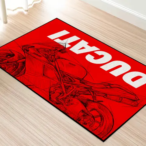 모터 로고 D-Ducati-S 침실 장식을위한 멋진 빨간 문 매트 주방 목욕 카펫 하우스 슈퍼 흡수성 깔개 발 미끄럼 방지