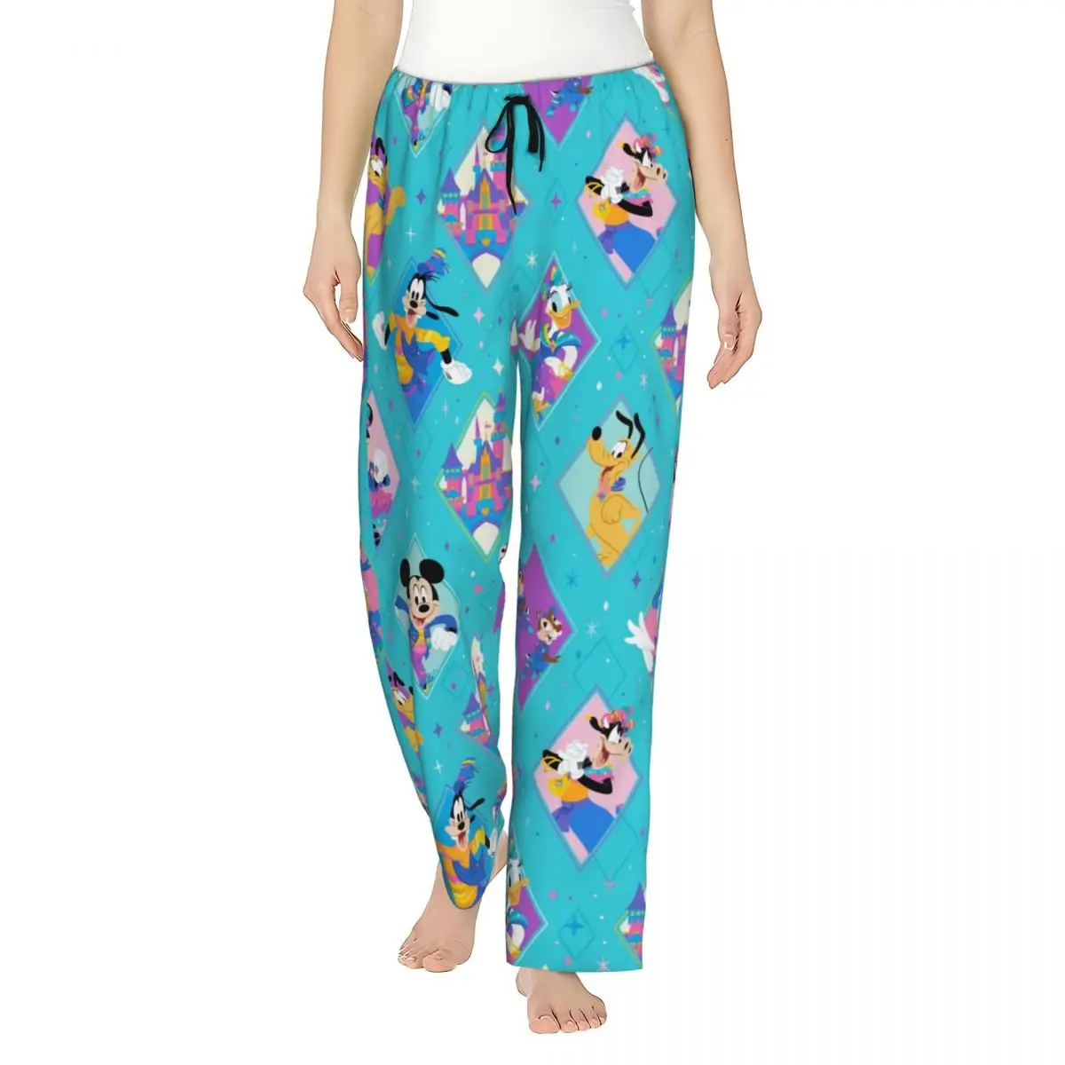 

Custom Minnie Mickey Mouse Cartoon Animation Pajama Pants Women Lounge Sleep Drawstring Sleepwear Bottoms with Pockets