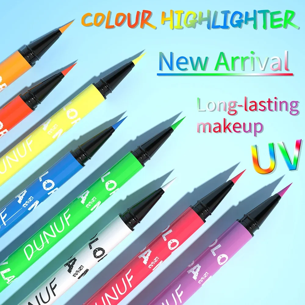 Bestverkopende DUNUF fluorescerende UV-licht neon eyeliner make-up zijdeachtige formule, rijke kleur, parelafwerking eyeliner potlood cosmetica