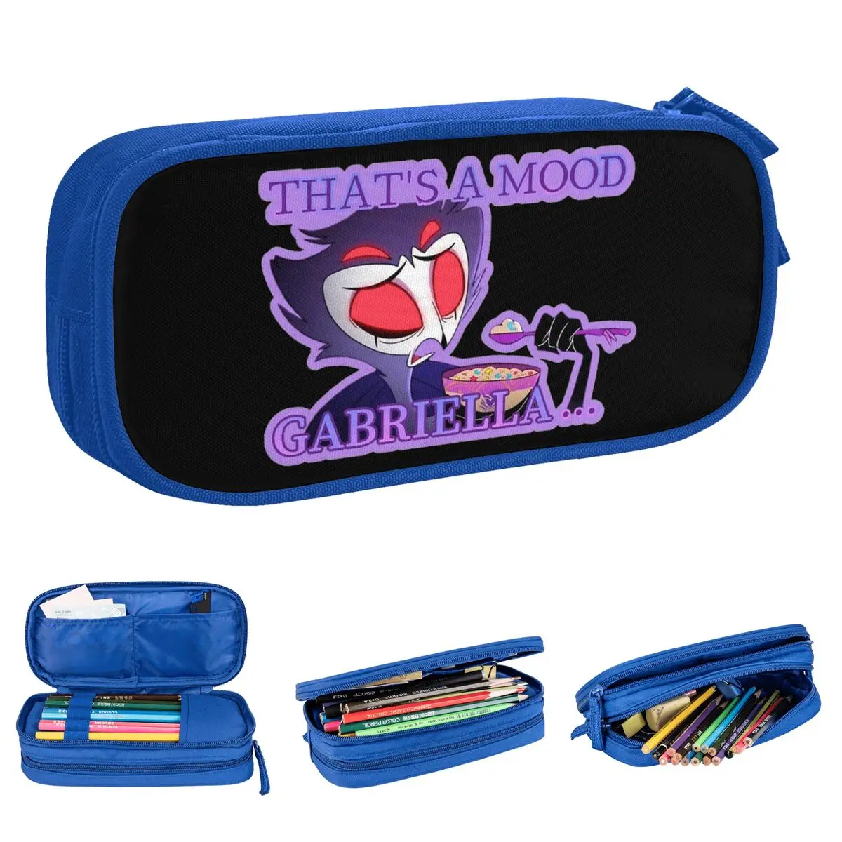 Estuche para lápices Helluva Boss Gabriella, estuche clásico para bolígrafos, bolsas para lápices, almacenamiento grande para estudiantes, estuche escolar con cremallera para lápices