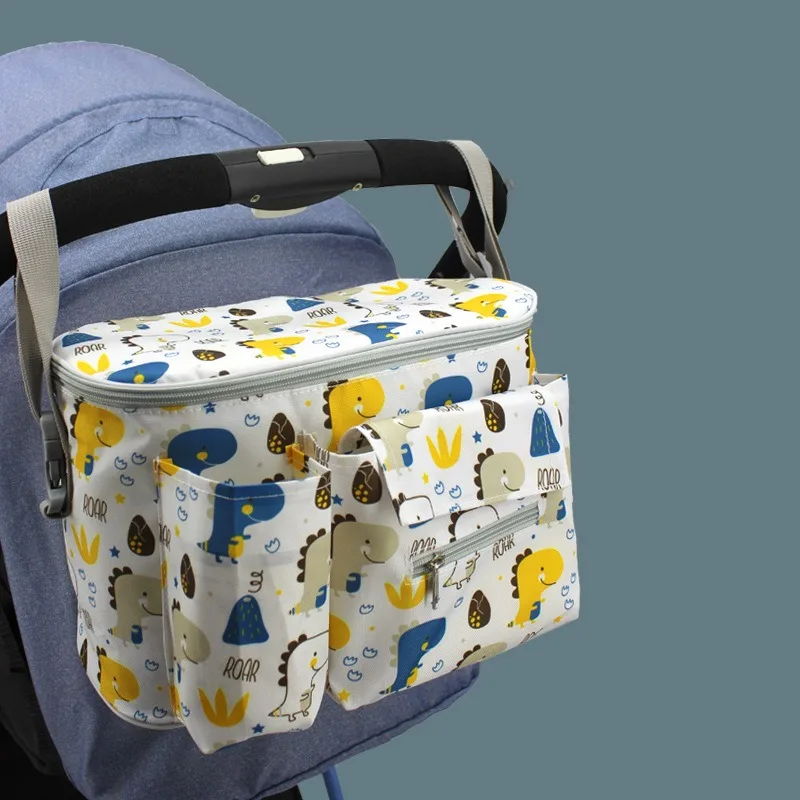 Baby Stroller Hanging Bag Nylon Portable Kids Bottle Tissue Large Capacity Storage Bag Cartoon Animal Multi-functional Pendant