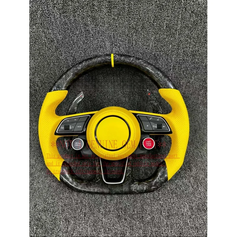 For Audi Ergonomic Design Anti Slip Texture Metal Trim Exquisite Stitching Modified Steering Wheel Horn Cover Decorative Cover