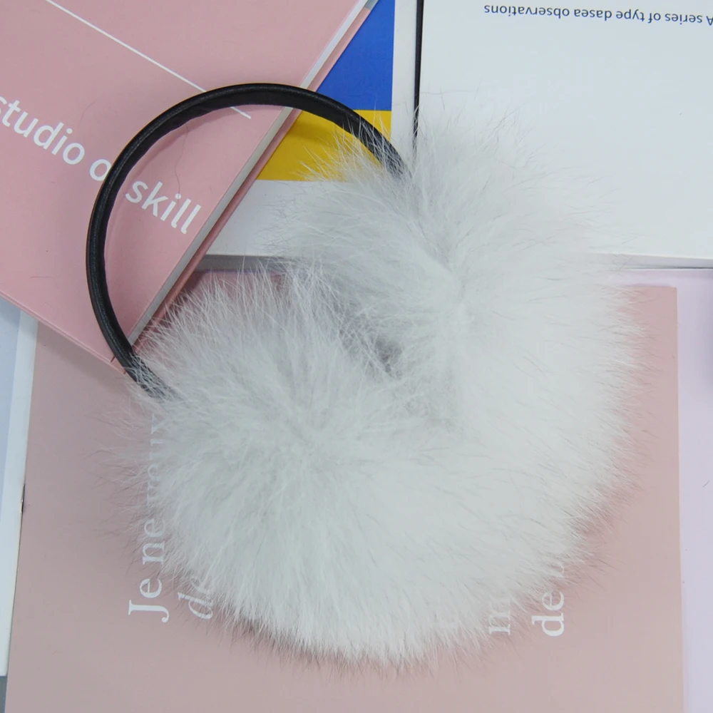 2024 New Fashion Women Fluffy Real Fox Fur Earmuffs Winter Lady Big Pompoms Fox Fur Plush Ear Muff 100% Natural Fox Fur Earlaps